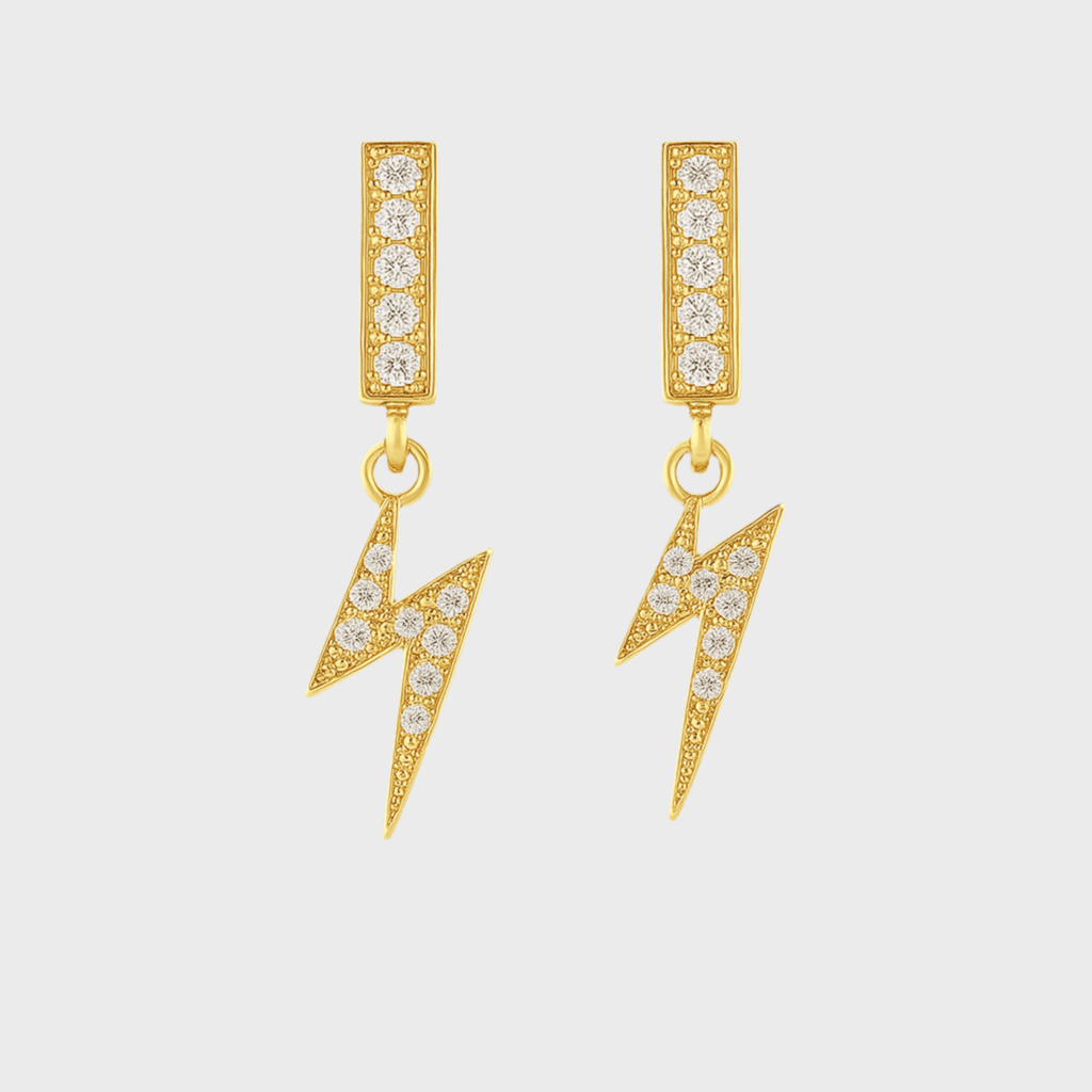 Lightning Ohrringe – 18K vergoldet – 18K vergoldeter Schmuck aus Edelstahl & Titanium Steel mit funkelnden Zirkonia-Steinen, wasserfest, farbbeständig & ideal für den Alltag