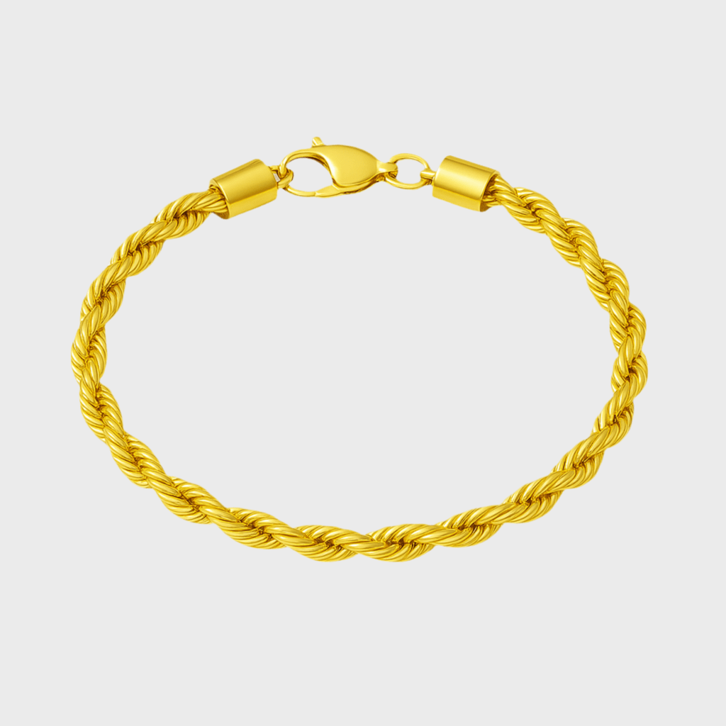 Clean Rope Armband - 3 mm 18K vergoldet – 18K vergoldeter Schmuck aus Edelstahl & Titanium Steel mit funkelnden Zirkonia-Steinen, wasserfest, farbbeständig & ideal für den Alltag