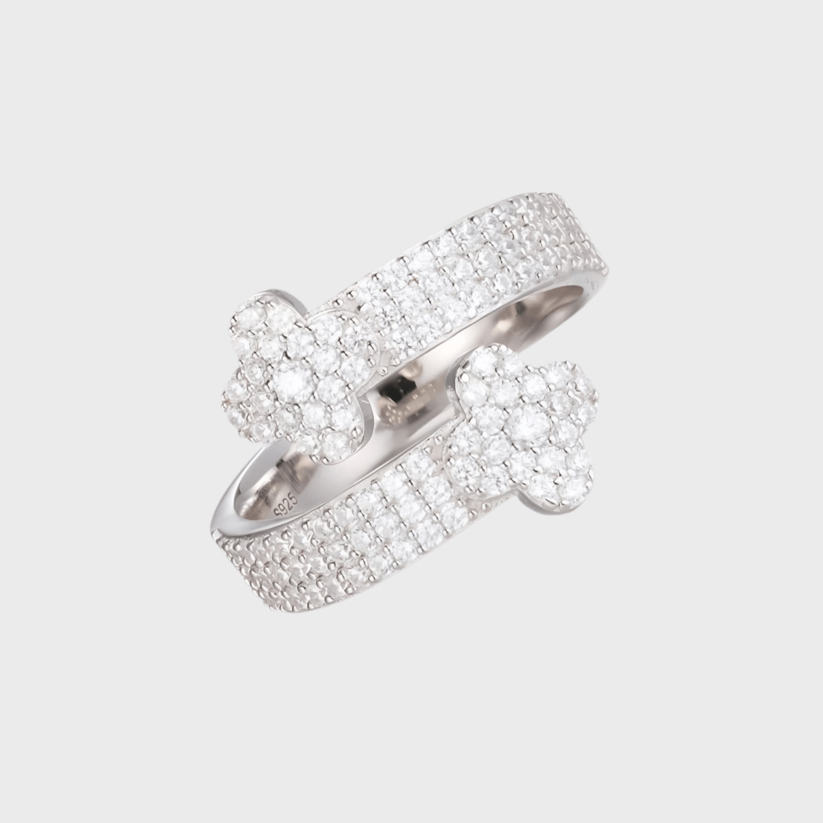 Moissanit Kleeblatt Ring - 8 mm 925 Sterlingsilber – Exklusiver Schmuck aus 925 Sterling Silber mit brillantem Silberglanz, optional veredelt mit VVS Moissanite Steinen – edel, hautverträglich & anlaufgeschützt