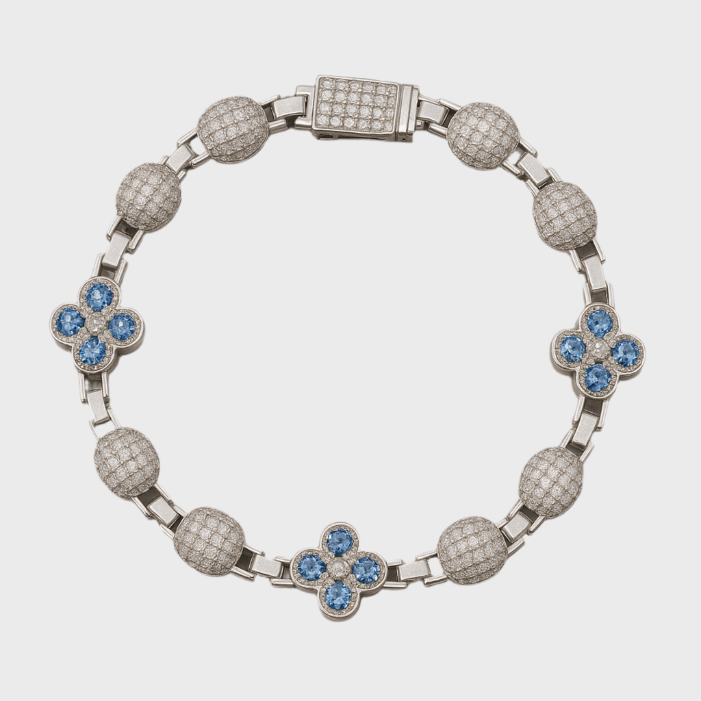 Moissanit Clover Armband – 10mm Weissgold