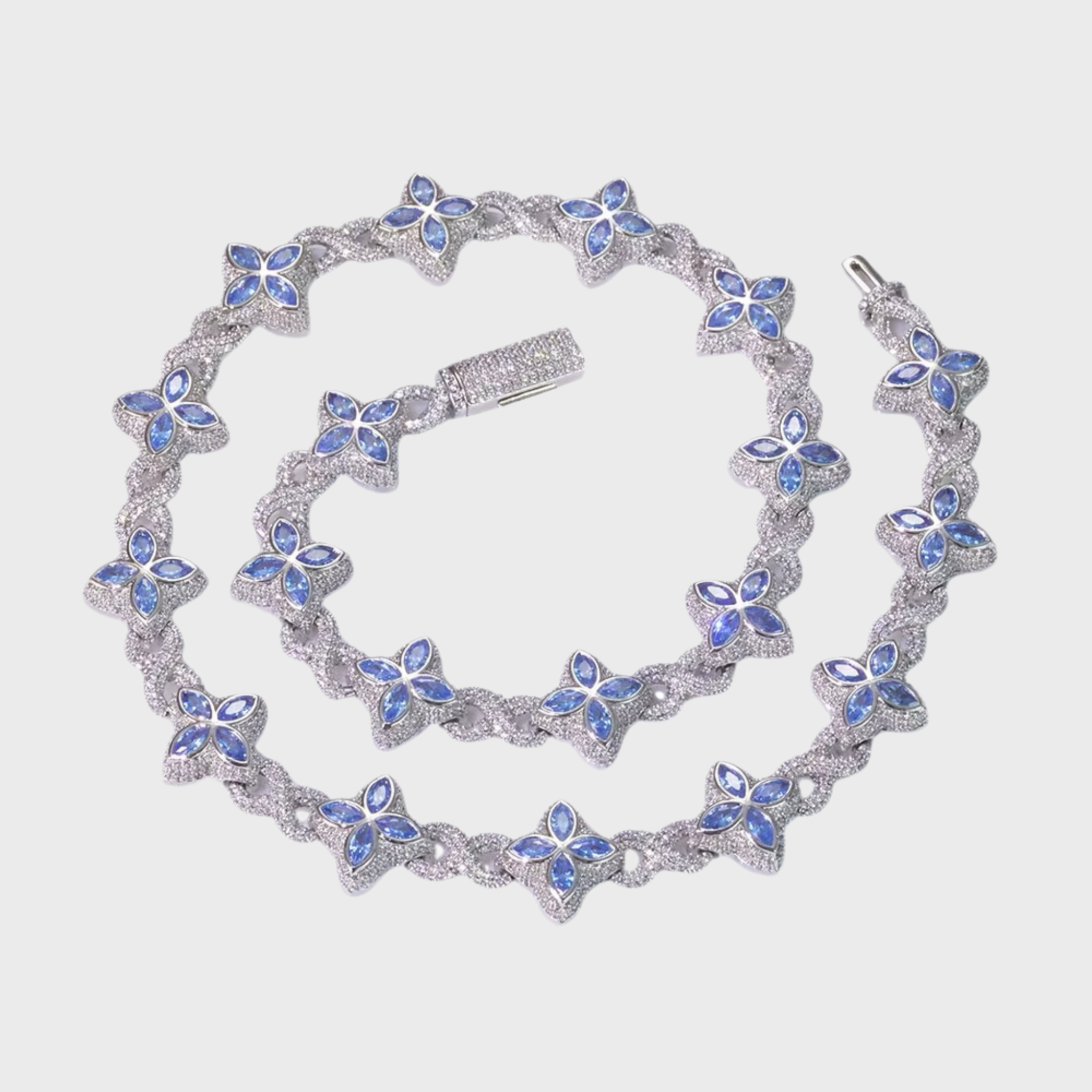 Aqua Clover Chain - Weissgold