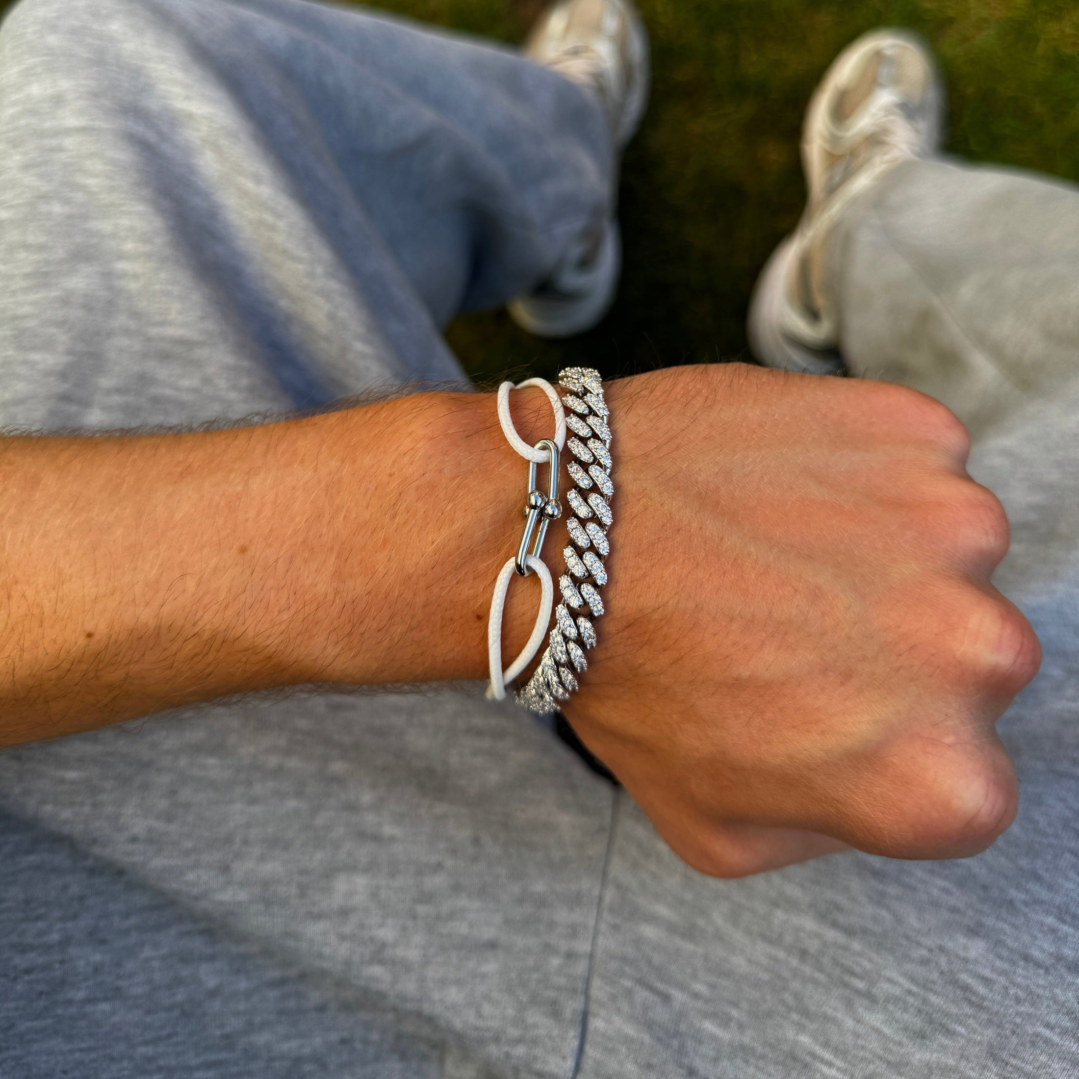 Icy Cubana Armband - 8 mm Weissgold