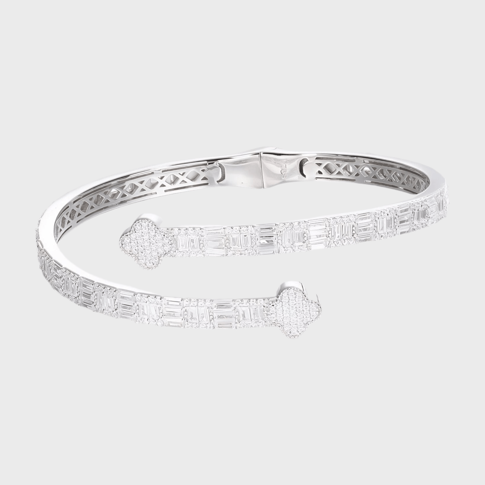 Moissanite Clover Armreifen – 5 mm Weissgold – Hochwertiger Schmuck aus rostfreiem Edelstahl & Titanium Steel mit funkelnden Zirkonia-Steinen, wasserfest & kratzfest – ideal für den Alltag