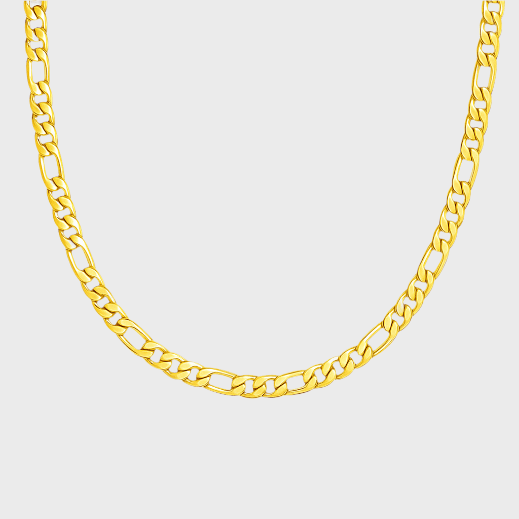 Figaro-Kette – 5 mm 18K vergoldet – 18K vergoldeter Schmuck aus Edelstahl & Titanium Steel mit funkelnden Zirkonia-Steinen, wasserfest, farbbeständig & ideal für den Alltag