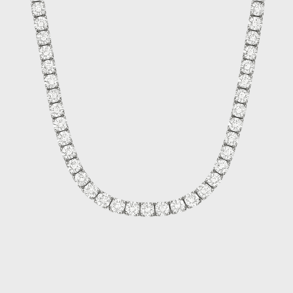 Ice Breaker Kette - 5 mm Weissgold – Hochwertiger Schmuck aus rostfreiem Edelstahl & Titanium Steel mit funkelnden Zirkonia-Steinen, wasserfest & kratzfest – ideal für den Alltag