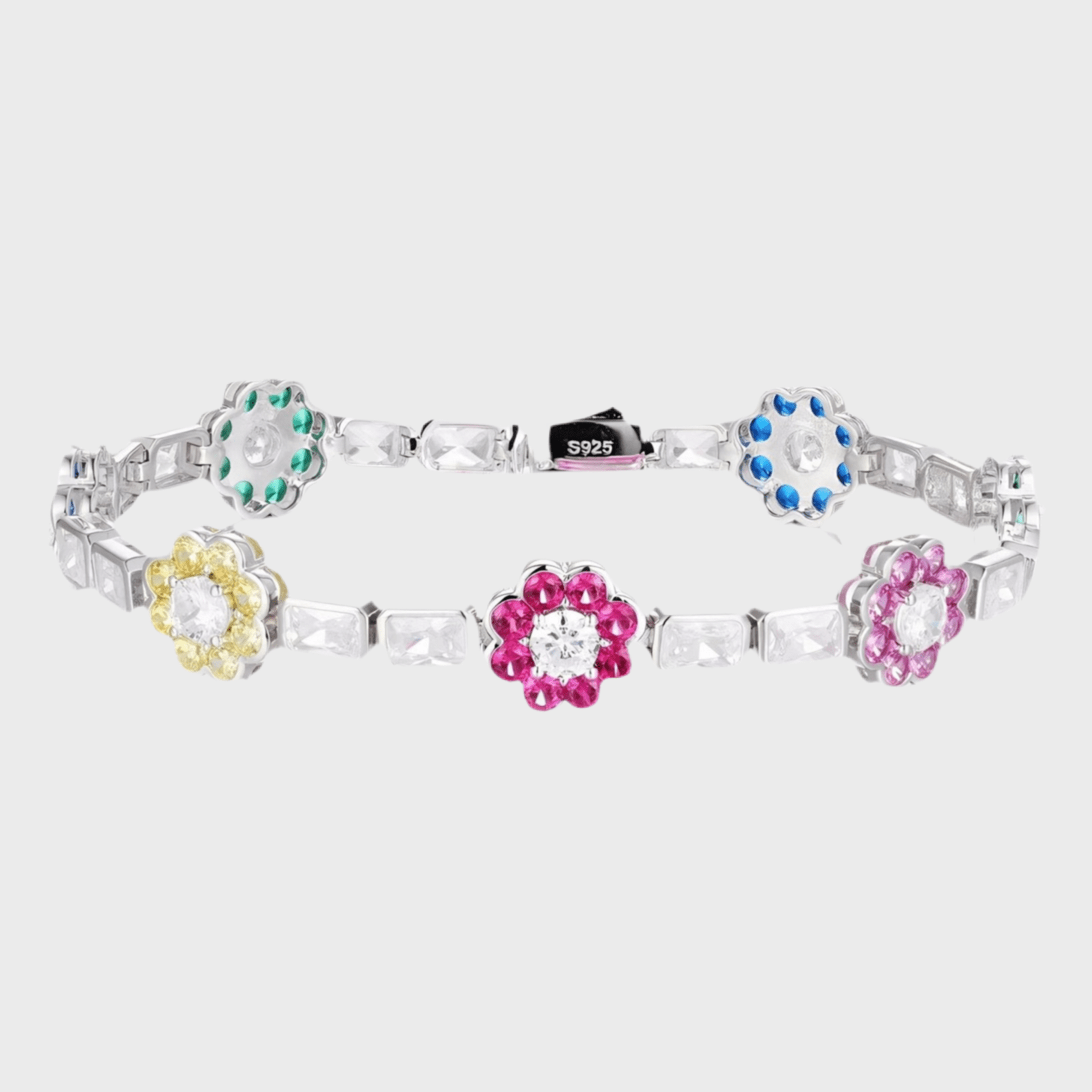 Flower Moissanit Armband - 12 mm 925 Sterling Silber – Exklusiver Schmuck aus 925 Sterling Silber mit brillantem Silberglanz, optional veredelt mit VVS Moissanite Steinen – edel, hautverträglich & anlaufgeschützt