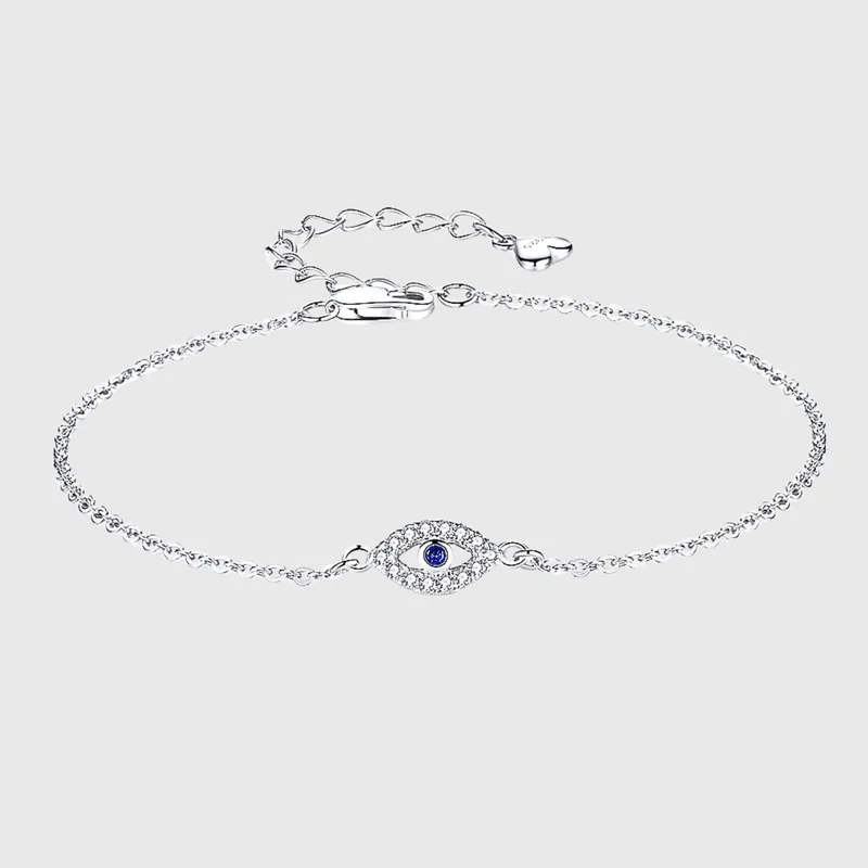 Evil Eye Armband S925 – Weissgold – Exklusiver Schmuck aus 925 Sterling Silber mit brillantem Silberglanz, optional veredelt mit VVS Moissanite Steinen – edel, hautverträglich & anlaufgeschützt