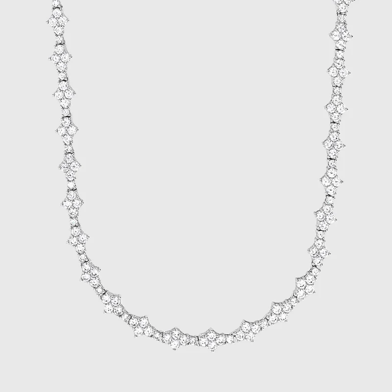 Honeycomb Halskette – 3 mm Weissgold – Hochwertiger Schmuck aus rostfreiem Edelstahl & Titanium Steel mit funkelnden Zirkonia-Steinen, wasserfest & kratzfest – ideal für den Alltag