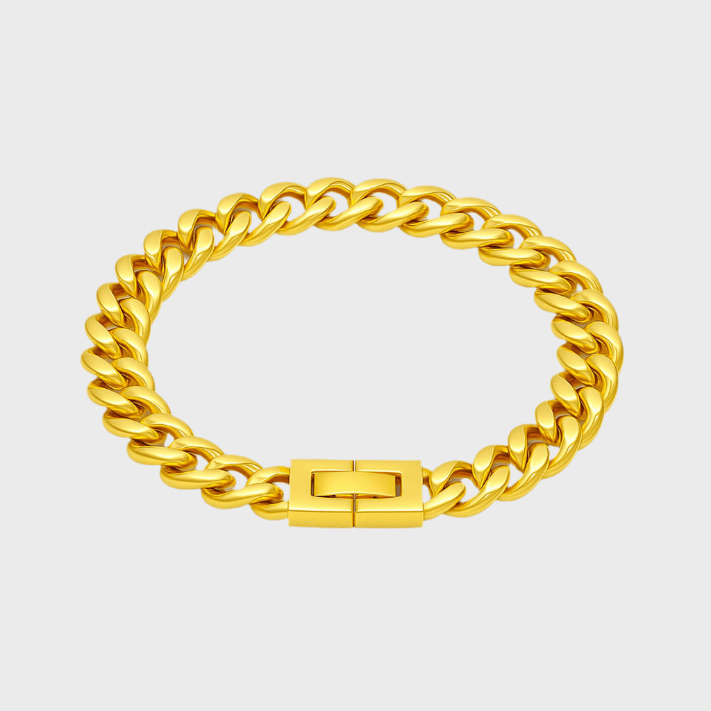 Clean Cubana Armband - 6 mm 18K vergoldet – 18K vergoldeter Schmuck aus Edelstahl & Titanium Steel mit funkelnden Zirkonia-Steinen, wasserfest, farbbeständig & ideal für den Alltag