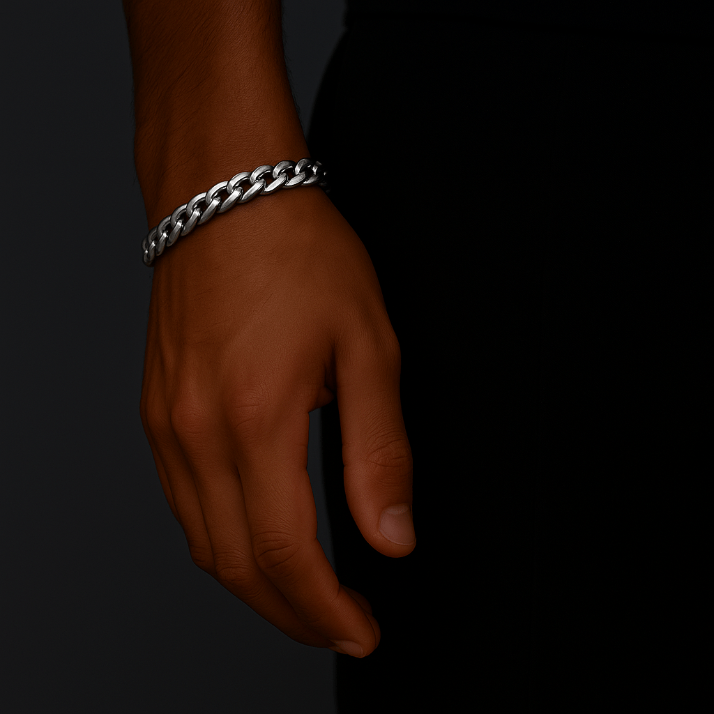 Clean Cubana Armband - 6 mm Weissgold