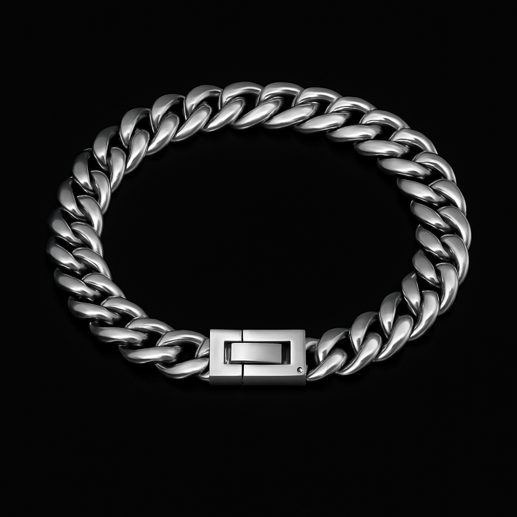 Clean Cubana Armband - 6 mm Weissgold