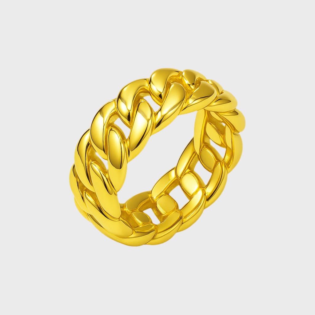 Clean Cubana Ring - 5 mm 18K vergoldet – 18K vergoldeter Schmuck aus Edelstahl & Titanium Steel mit funkelnden Zirkonia-Steinen, wasserfest, farbbeständig & ideal für den Alltag