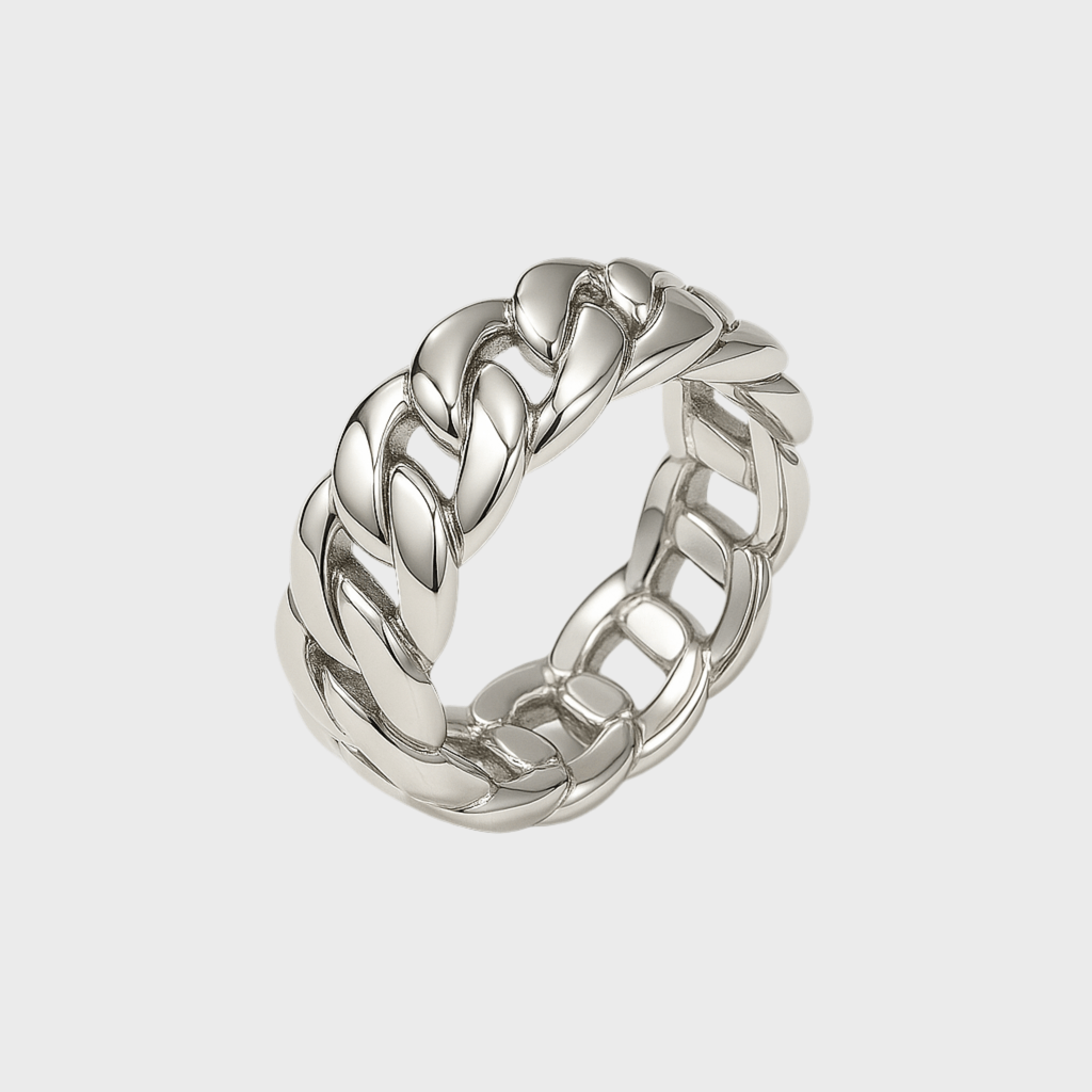 Clean Cubana Ring - 5 mm Weissgold – Hochwertiger Schmuck aus rostfreiem Edelstahl & Titanium Steel mit funkelnden Zirkonia-Steinen, wasserfest & kratzfest – ideal für den Alltag