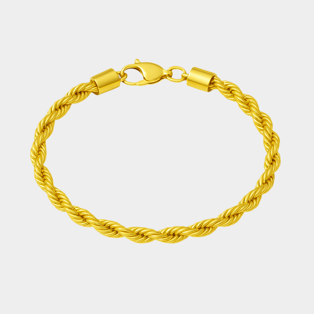 Clean Rope Armband - 3 mm 18K vergoldet – 18k vergoldeter Unisex Schmuck aus Edelstahl mit Zirkonia | wasserfest & langlebig – Velorys