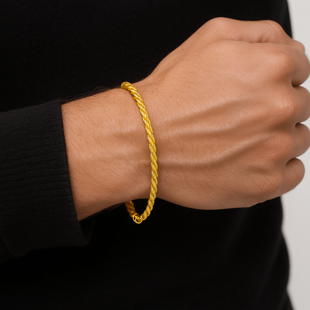 Clean Rope Armband - 3 mm 18K vergoldet – 18K vergoldeter Schmuck aus Edelstahl & Titanium Steel mit funkelnden Zirkonia-Steinen, wasserfest, farbbeständig & ideal für den Alltag