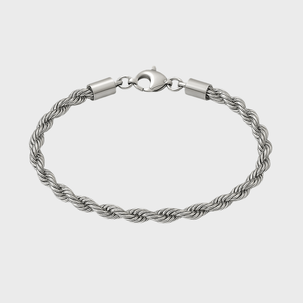 Clean Rope Armband - 3 mm Weissgold – Hochwertiger Schmuck aus rostfreiem Edelstahl & Titanium Steel mit funkelnden Zirkonia-Steinen, wasserfest & kratzfest – ideal für den Alltag