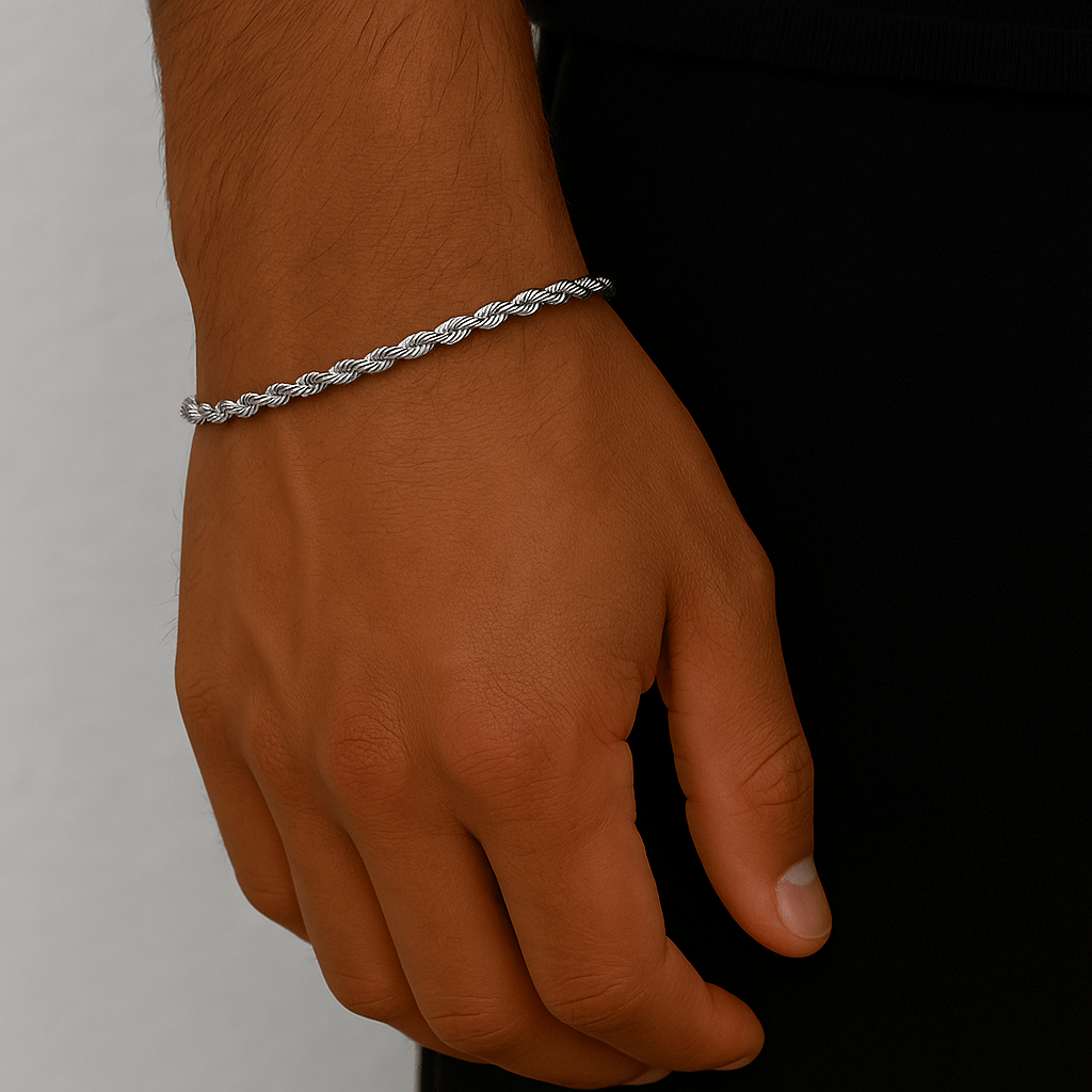 Clean Rope Armband - 3 mm Weissgold