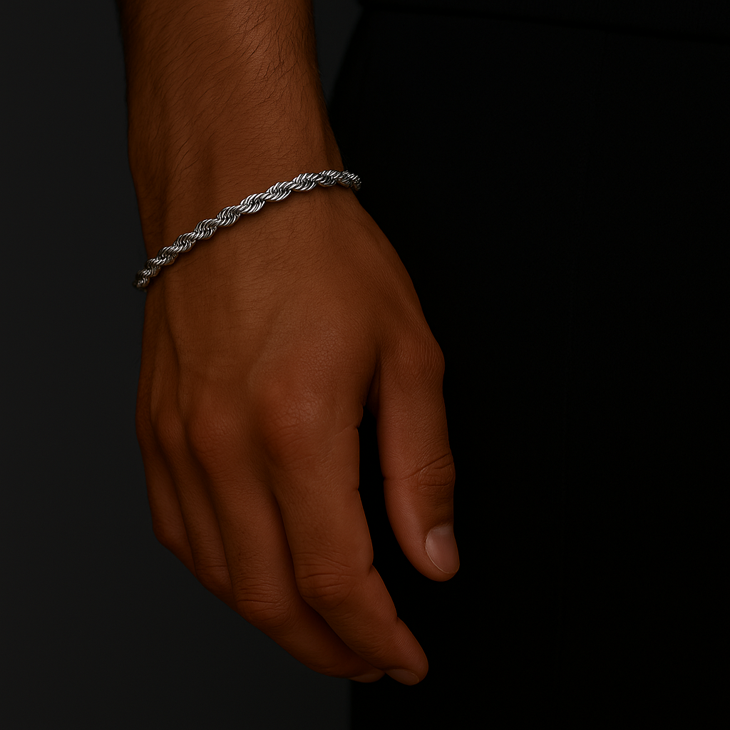 Clean Rope Armband - 6 mm Weissgold