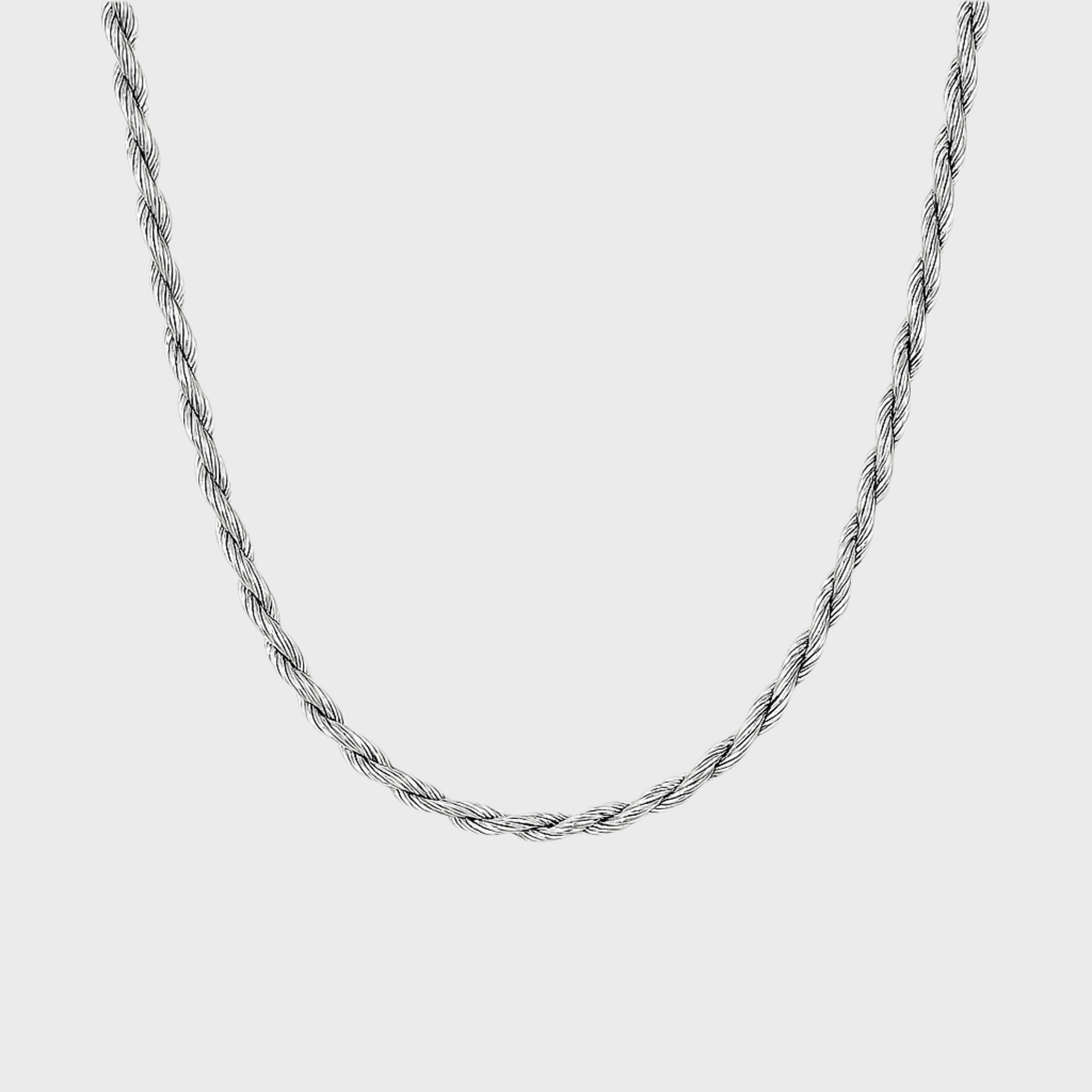 Clean Rope Kette - 3 mm Weissgold – hochwertiger Unisex Schmuck aus Weißgold mit Zirkonia | wasserfest & langlebig – Velorys