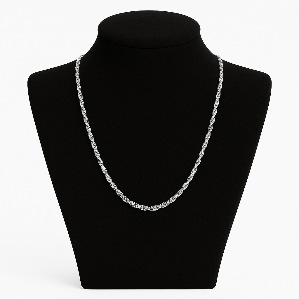 Clean Rope Kette - 3 mm Weissgold – hochwertiger Unisex Schmuck aus Weißgold mit Zirkonia | wasserfest & langlebig – Velorys