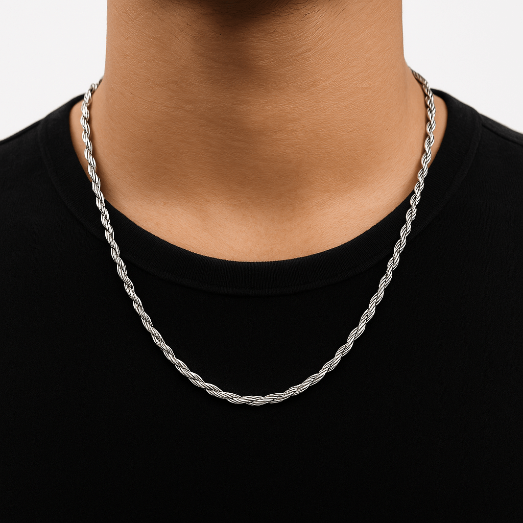 Clean Rope Kette - 3 mm Weissgold – hochwertiger Unisex Schmuck aus Weißgold mit Zirkonia | wasserfest & langlebig – Velorys