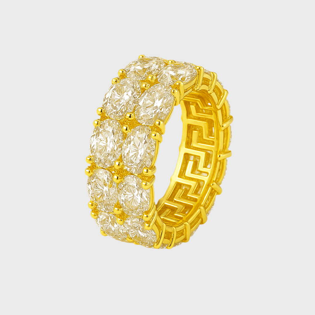 Double Trouble Ring - 18K vergoldet – 18K vergoldeter Schmuck aus Edelstahl & Titanium Steel mit funkelnden Zirkonia-Steinen, wasserfest, farbbeständig & ideal für den Alltag