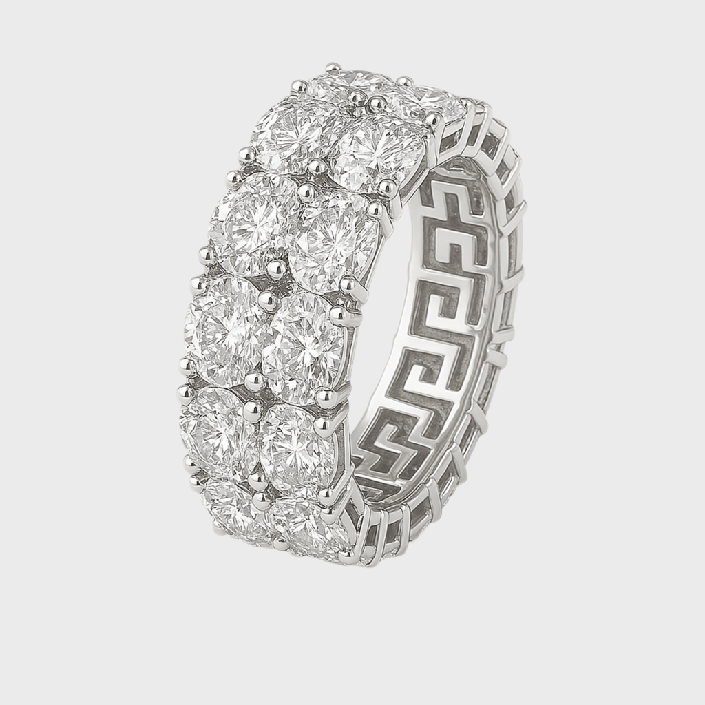 Double Trouble Ring - Weissgold – Hochwertiger Schmuck aus rostfreiem Edelstahl & Titanium Steel mit funkelnden Zirkonia-Steinen, wasserfest & kratzfest – ideal für den Alltag
