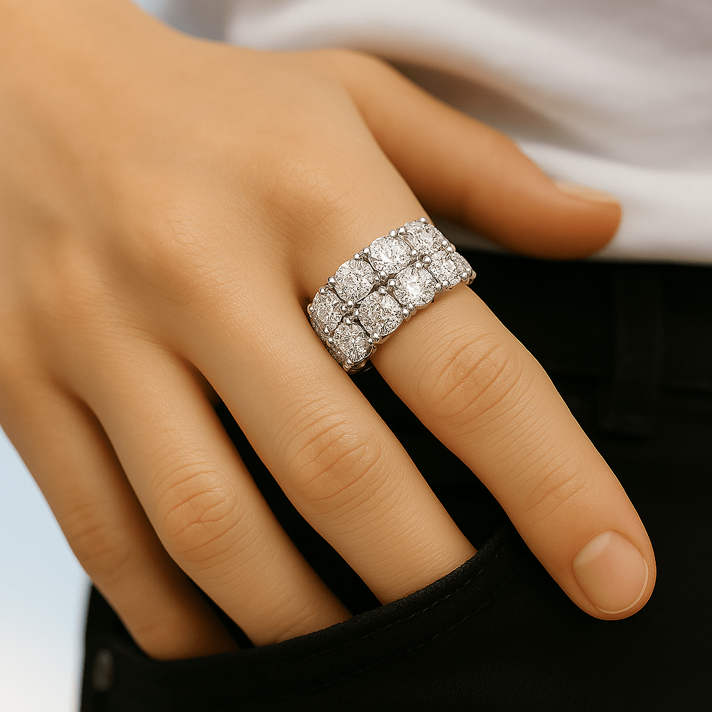 Double Trouble Ring - Weissgold – Hochwertiger Schmuck aus rostfreiem Edelstahl & Titanium Steel mit funkelnden Zirkonia-Steinen, wasserfest & kratzfest – ideal für den Alltag