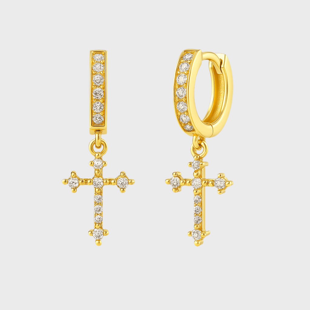 Faith Ohrringe - 18K vergoldet – 18K vergoldeter Schmuck aus Edelstahl & Titanium Steel mit funkelnden Zirkonia-Steinen, wasserfest, farbbeständig & ideal für den Alltag