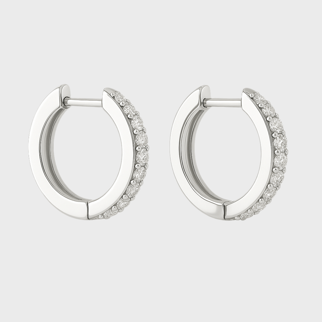 Hoops Ohrringe - Weissgold – Hochwertiger Schmuck aus rostfreiem Edelstahl & Titanium Steel mit funkelnden Zirkonia-Steinen, wasserfest & kratzfest – ideal für den Alltag