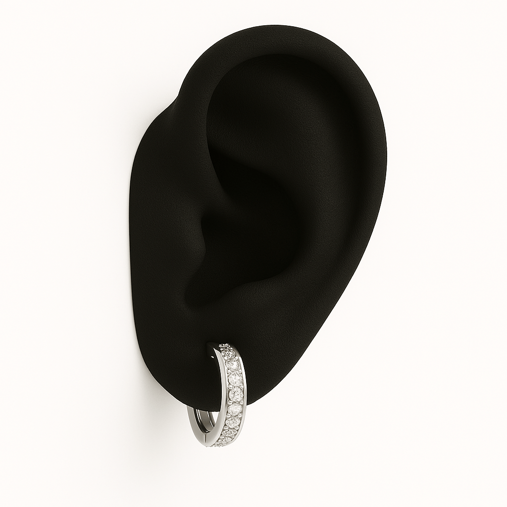 Hoops Ohrringe - Weissgold – Hochwertiger Schmuck aus rostfreiem Edelstahl & Titanium Steel mit funkelnden Zirkonia-Steinen, wasserfest & kratzfest – ideal für den Alltag