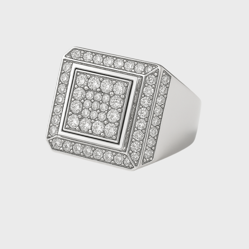 Ice Blox Ring - Weissgold – Hochwertiger Schmuck aus rostfreiem Edelstahl & Titanium Steel mit funkelnden Zirkonia-Steinen, wasserfest & kratzfest – ideal für den Alltag