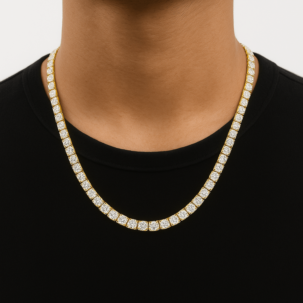 Ice Breaker Kette - 5 mm 18K vergoldet – 18k vergoldeter Unisex Schmuck aus Edelstahl mit Zirkonia | wasserfest & langlebig – Velorys