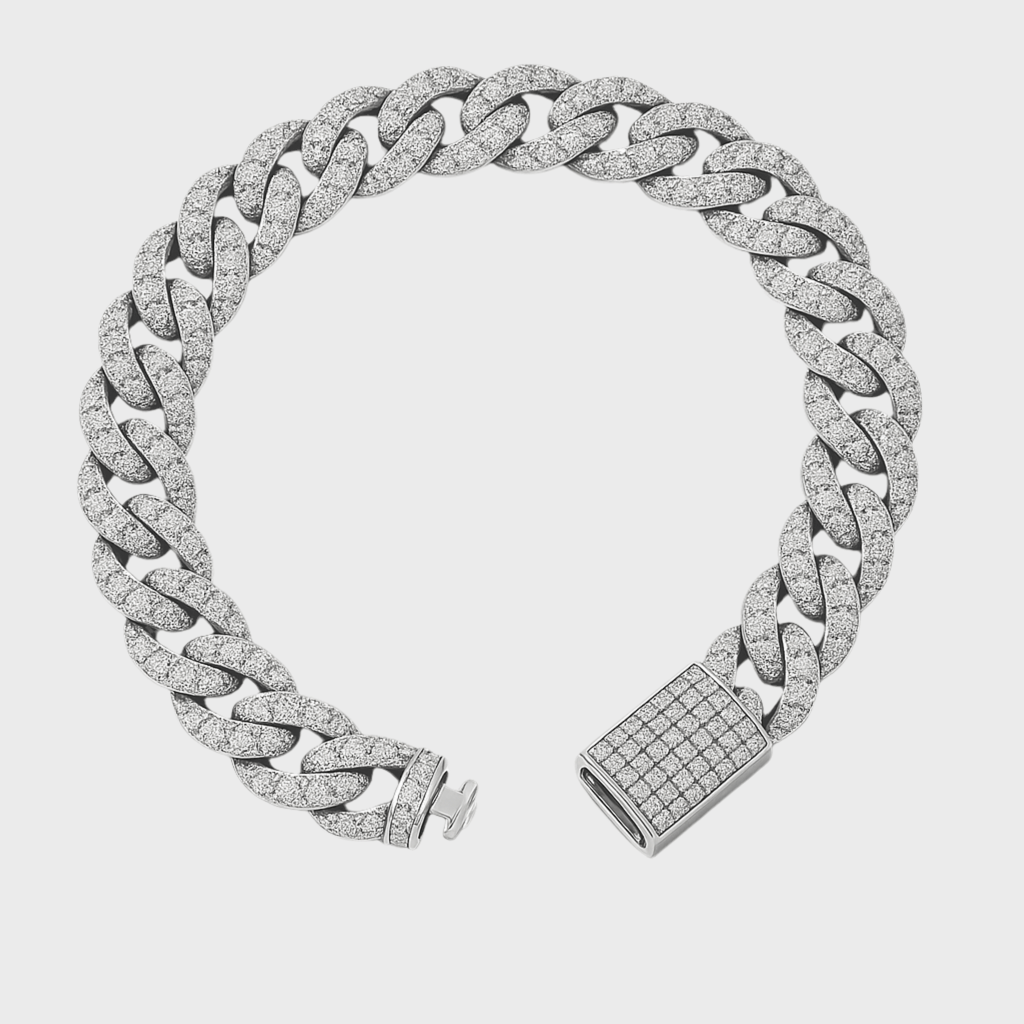 Icy Cubana Armband - 8 mm Weissgold – hochwertiger Unisex Schmuck aus Weißgold mit Zirkonia | wasserfest & langlebig – Velorys