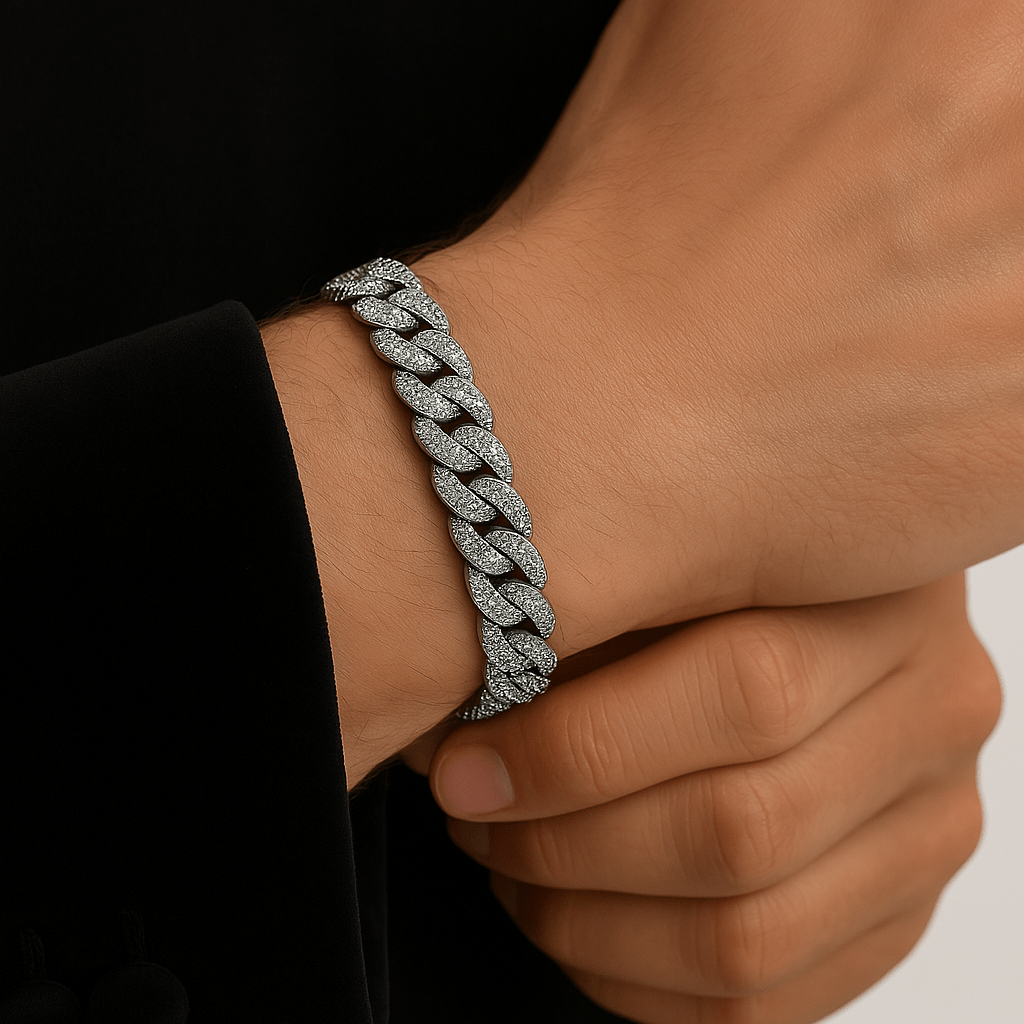Icy Cubana Armband - 8 mm Weissgold – hochwertiger Unisex Schmuck aus Weißgold mit Zirkonia | wasserfest & langlebig – Velorys