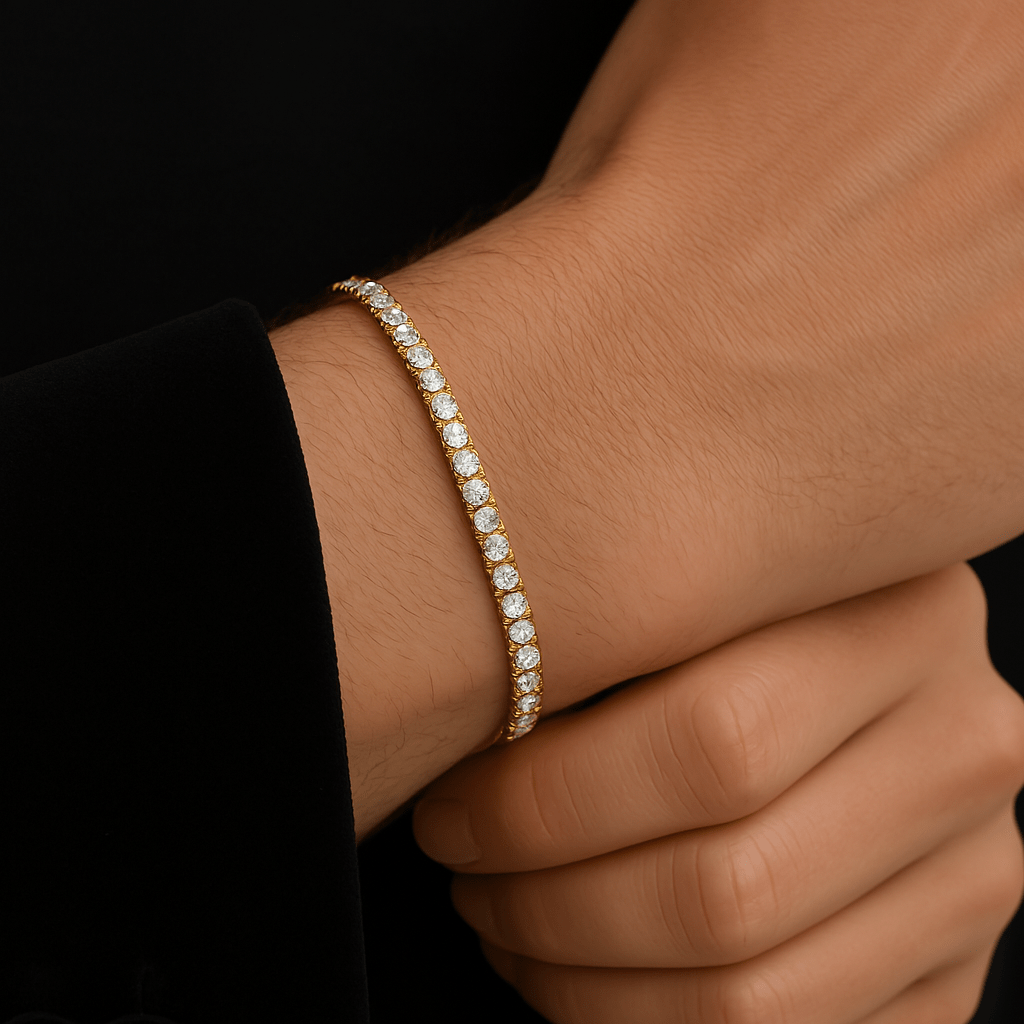 Tennisboy Armband - 3 mm 18K vergoldet – 18k vergoldeter Unisex Schmuck aus Edelstahl mit Zirkonia | wasserfest & langlebig – Velorys