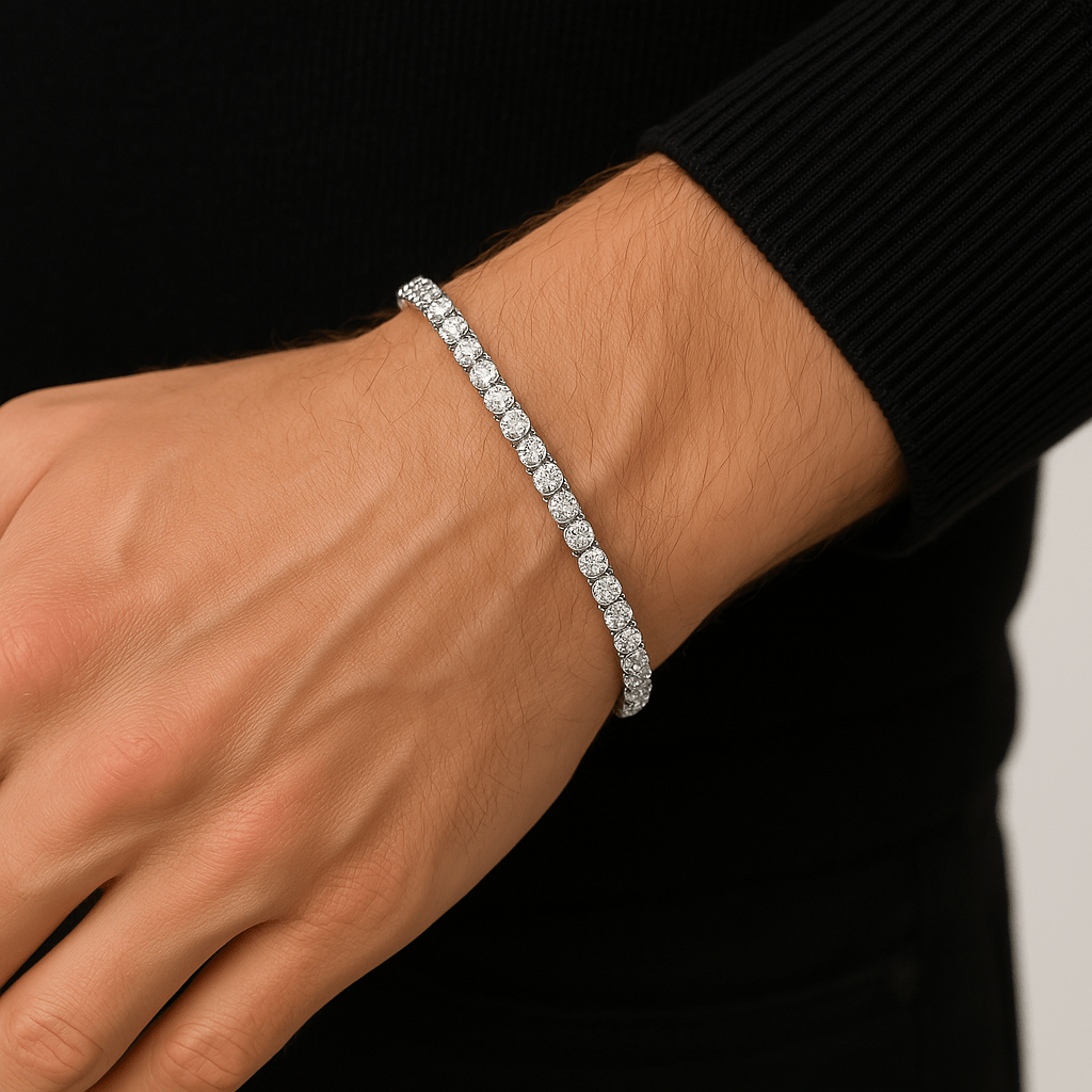 Tennisboy Armband - 3 mm Weissgold – hochwertiger Unisex Schmuck aus Weißgold mit Zirkonia | wasserfest & langlebig – Velorys