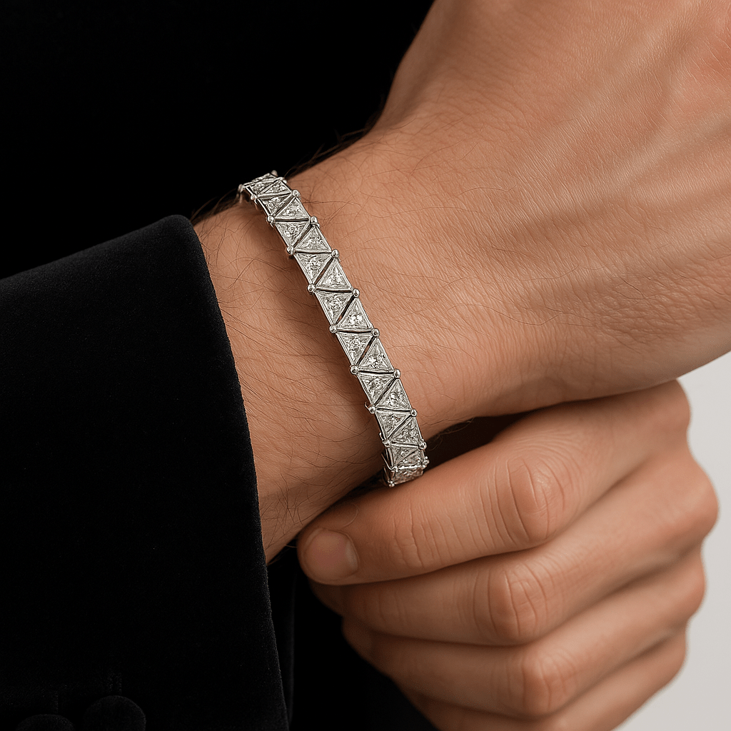 Triangle Tennis Armband - 5 mm Weissgold – hochwertiger Unisex Schmuck aus Weißgold mit Zirkonia | wasserfest & langlebig – Velorys
