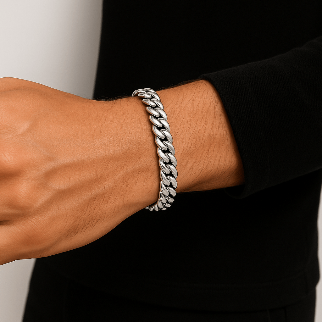 Clean Cubana Armband - 6 mm Weissgold – Hochwertiger Schmuck aus rostfreiem Edelstahl & Titanium Steel mit funkelnden Zirkonia-Steinen, wasserfest & kratzfest – ideal für den Alltag