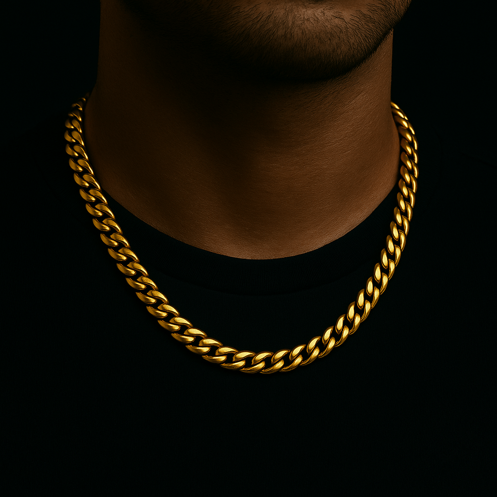 Clean Cubana Kette - 6 mm 18K vergoldet – 18K vergoldeter Schmuck aus Edelstahl & Titanium Steel mit funkelnden Zirkonia-Steinen, wasserfest, farbbeständig & ideal für den Alltag