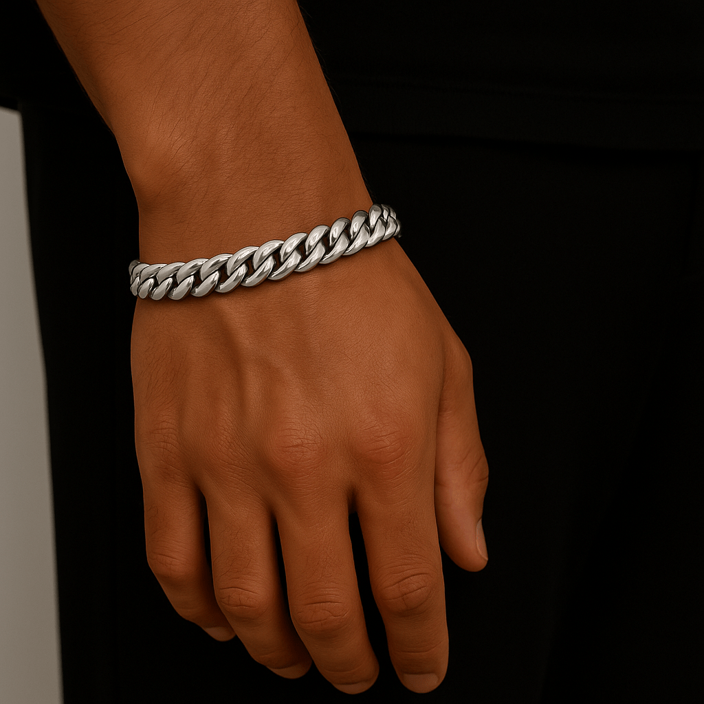 Clean Cubana Armband - 6 mm Weissgold – Hochwertiger Schmuck aus rostfreiem Edelstahl & Titanium Steel mit funkelnden Zirkonia-Steinen, wasserfest & kratzfest – ideal für den Alltag