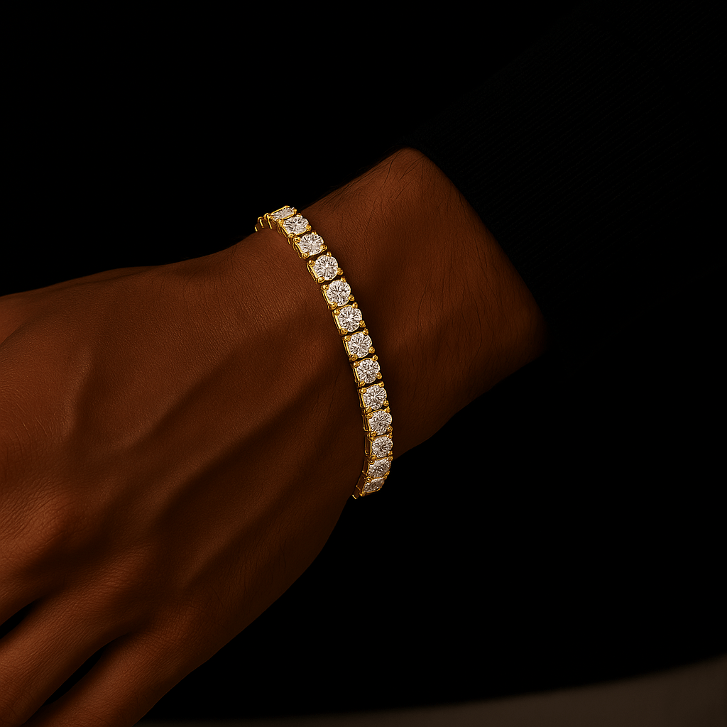 Tennisboy Armband - 5 mm 18K vergoldet – 18K vergoldeter Schmuck aus Edelstahl & Titanium Steel mit funkelnden Zirkonia-Steinen, wasserfest, farbbeständig & ideal für den Alltag