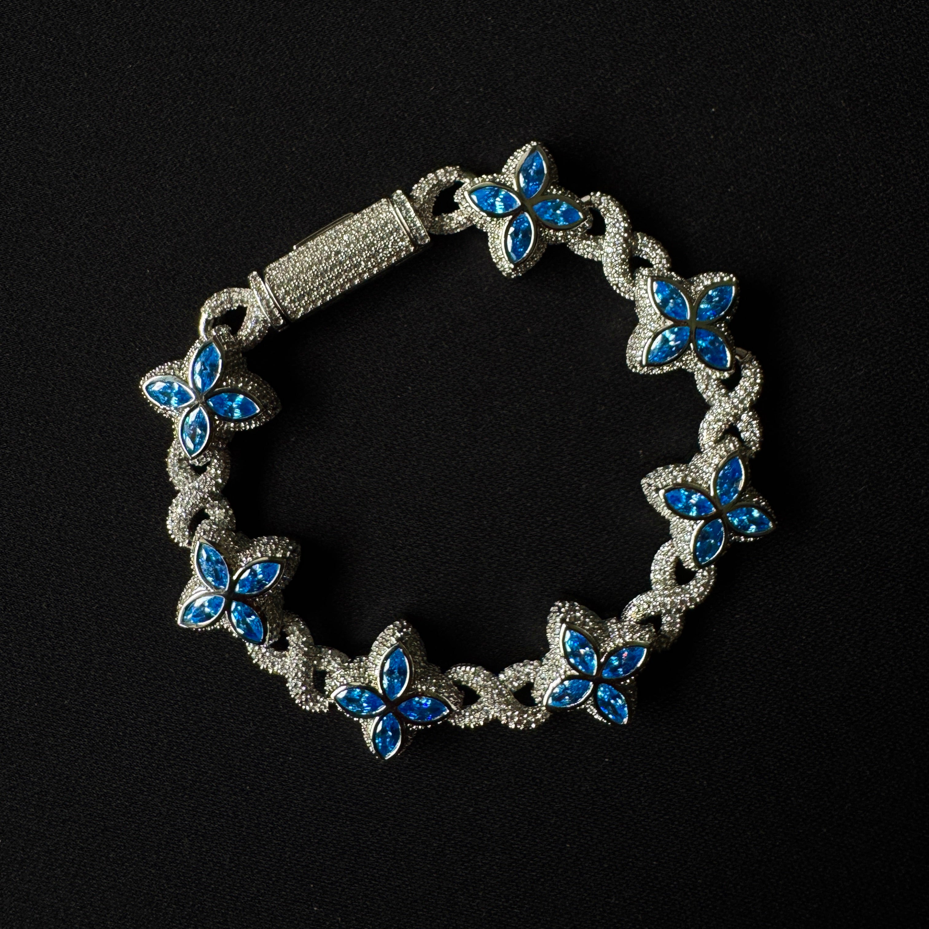 Aqua Clover Armband - Weissgold