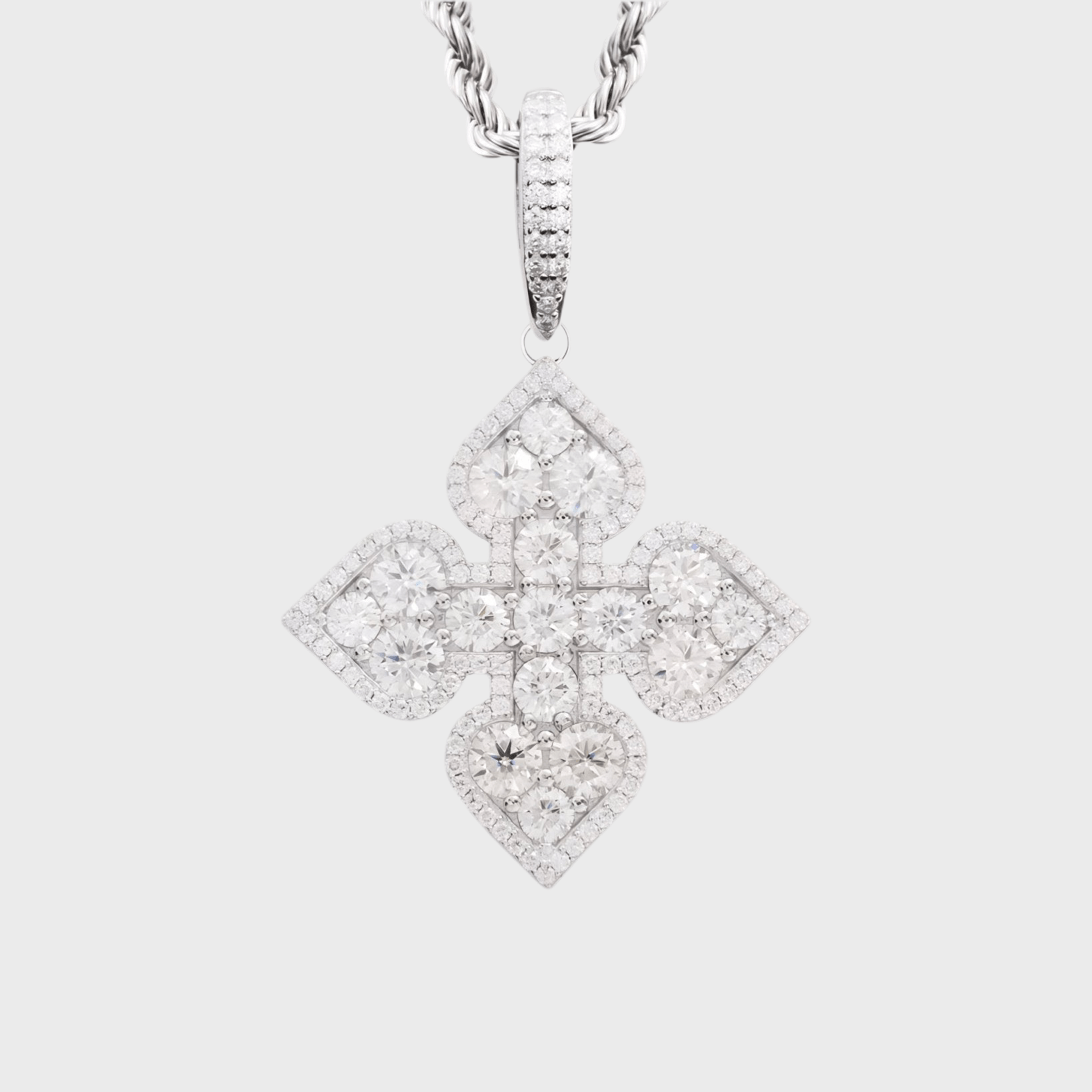 Moissanite White Clover Anhänger - Weissgold – Hochwertiger Schmuck aus rostfreiem Edelstahl & Titanium Steel mit funkelnden Zirkonia-Steinen, wasserfest & kratzfest – ideal für den Alltag