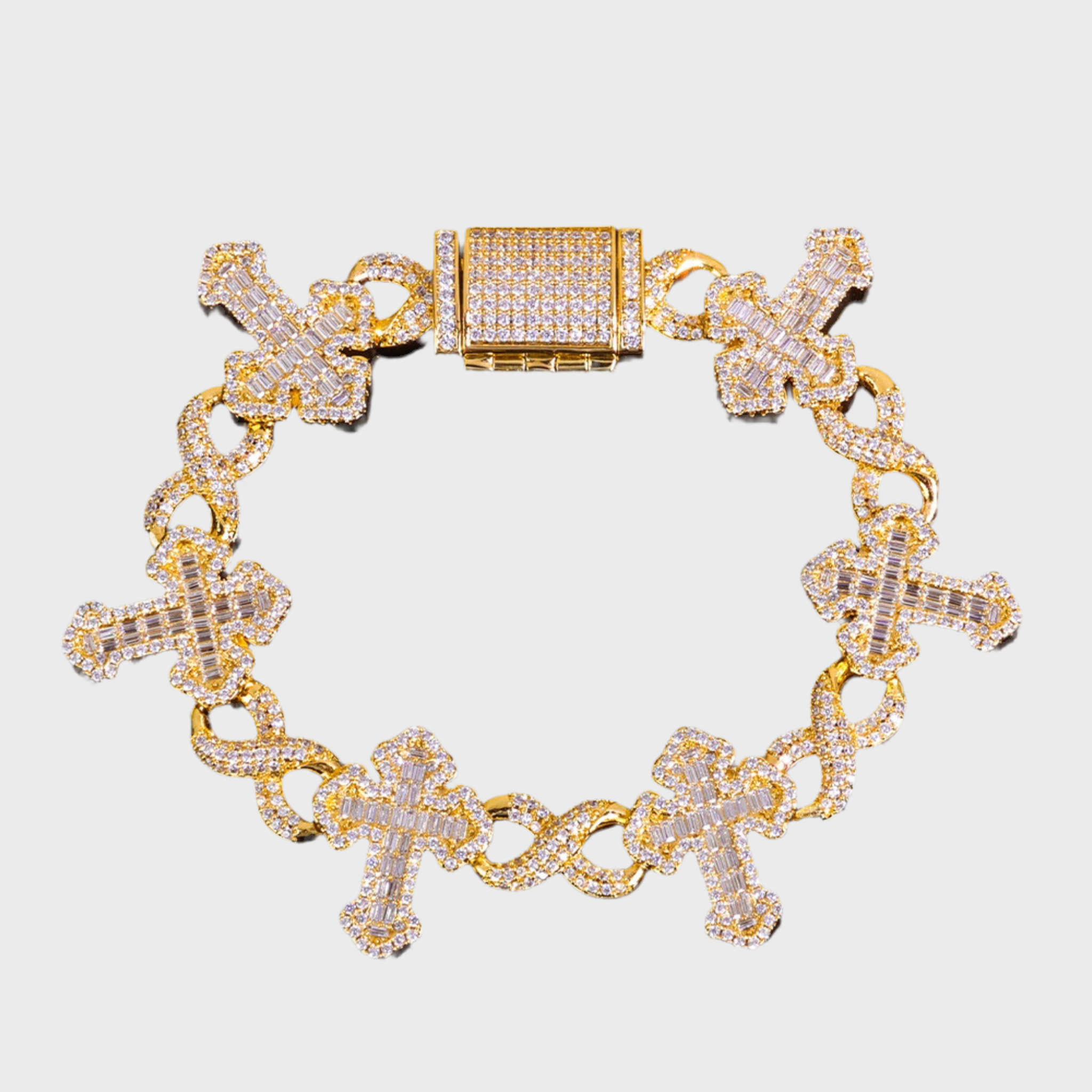 Cross Link Armband - Weissgold