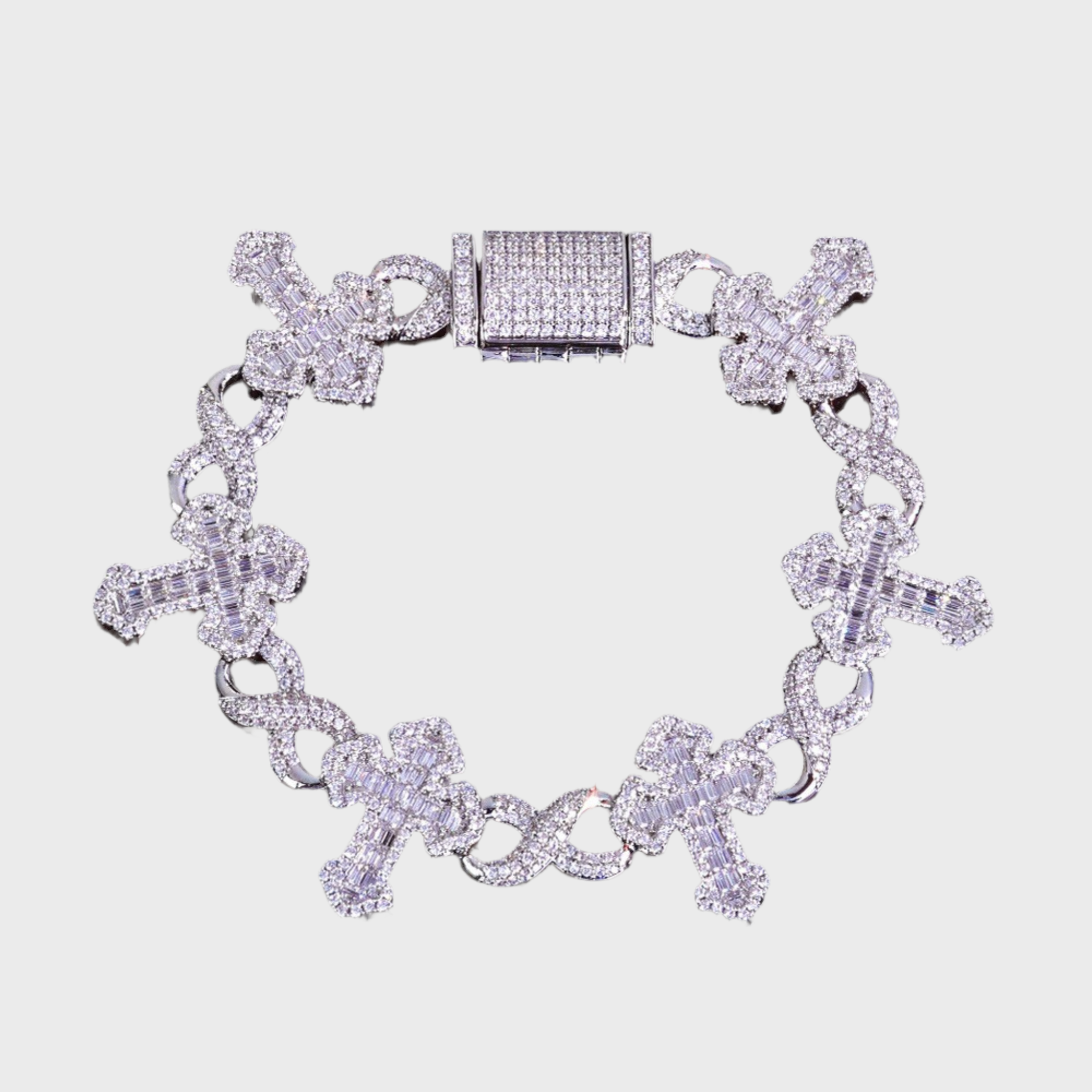 Cross Link Armband - Weissgold