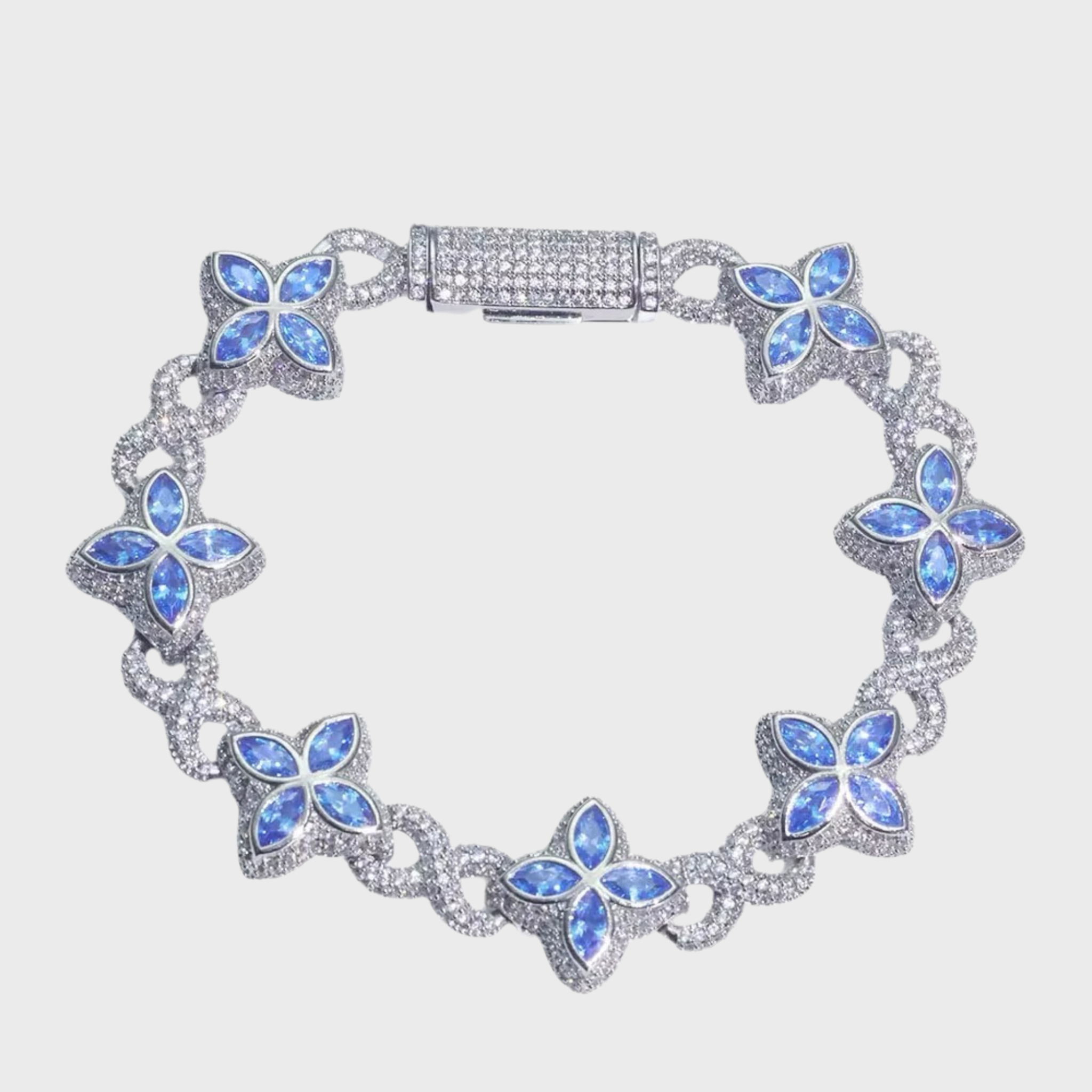 Aqua Clover Armband - Weissgold