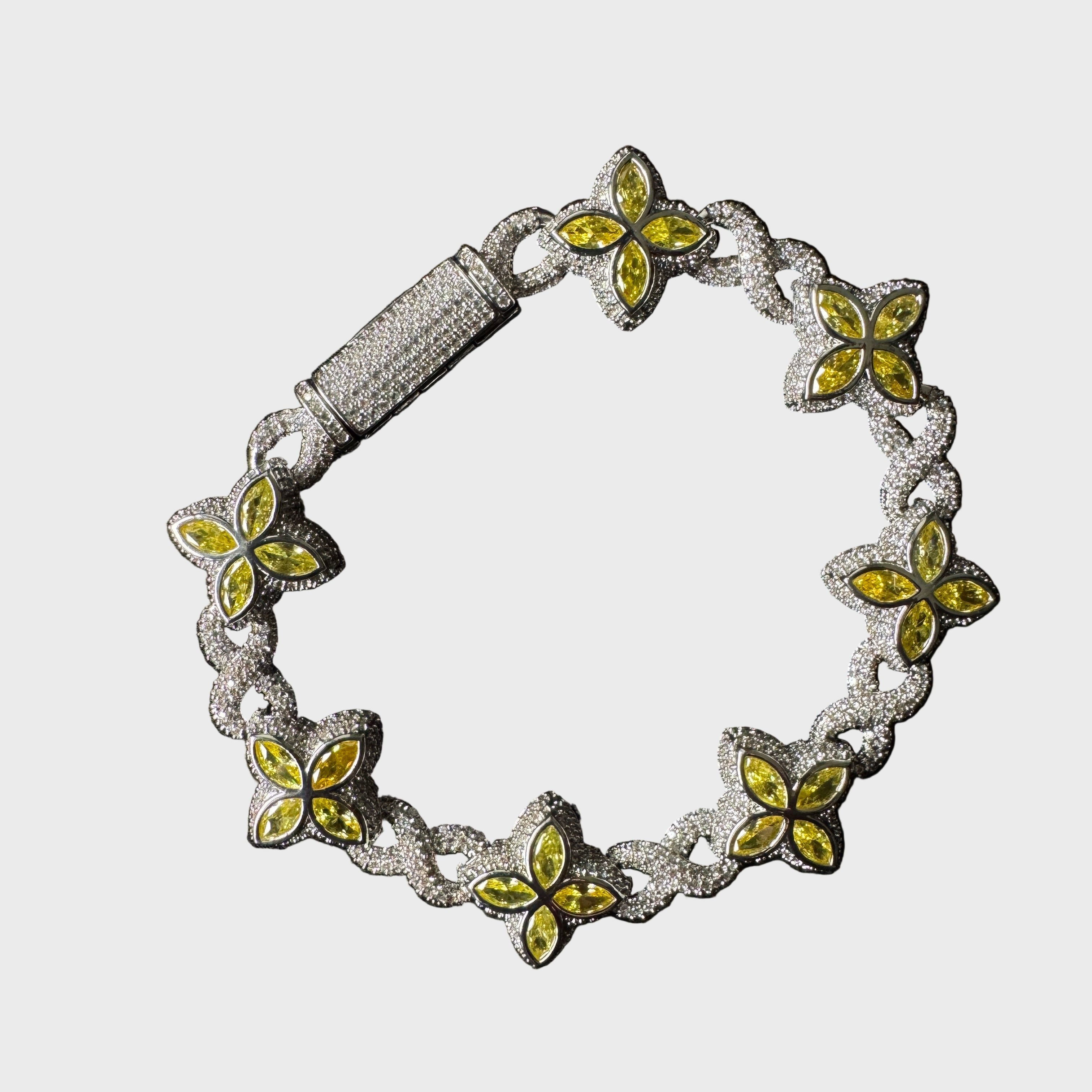 Solar Clover Armband - Weissgold