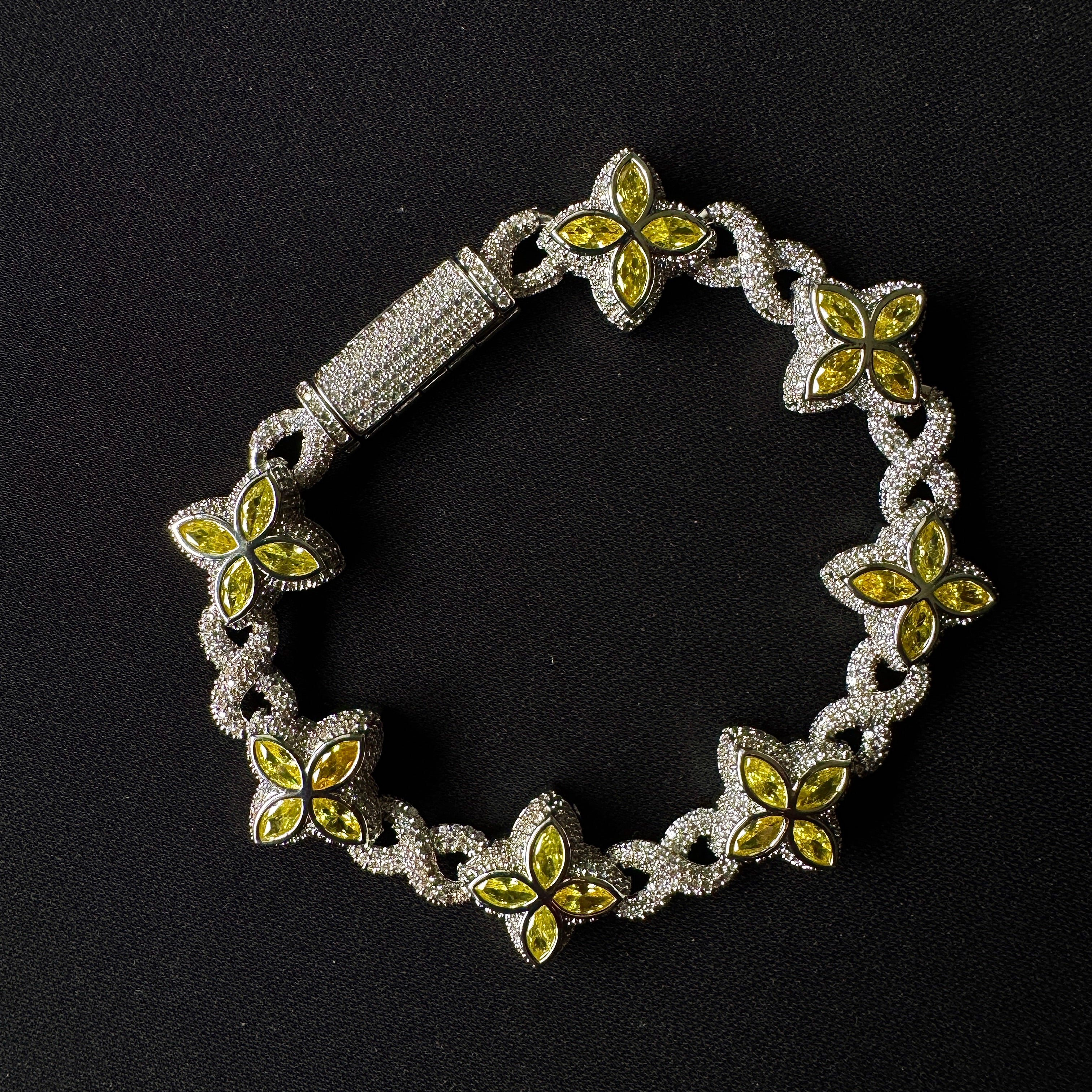 Solar Clover Armband - Weissgold