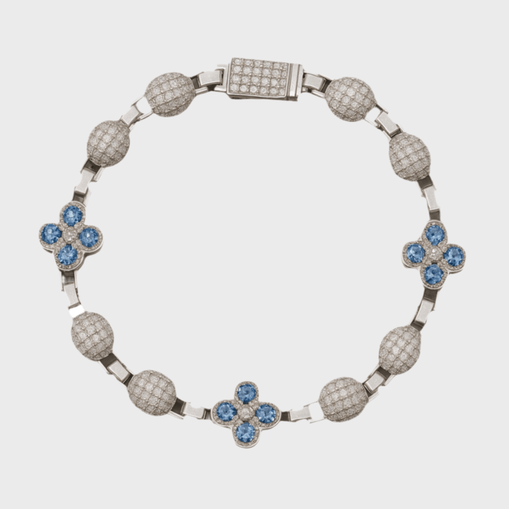 Moissanit Clover Armband – 10mm Weissgold – Hochwertiger Schmuck aus rostfreiem Edelstahl & Titanium Steel mit funkelnden Zirkonia-Steinen, wasserfest & kratzfest – ideal für den Alltag